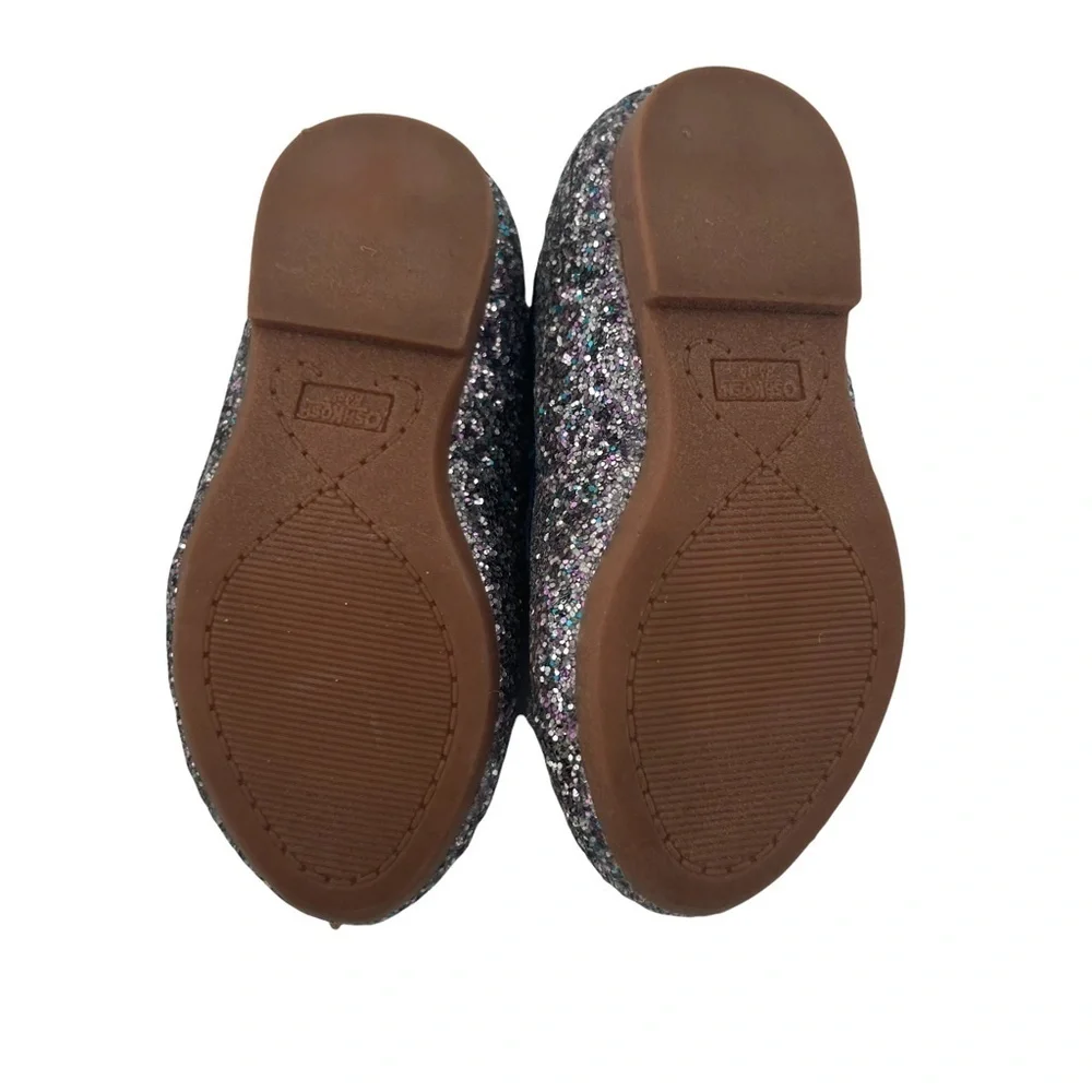 OshKosh B'gosh Blue Purple Glitter Slip On Mary Jane Shoes Size 5 Girl's